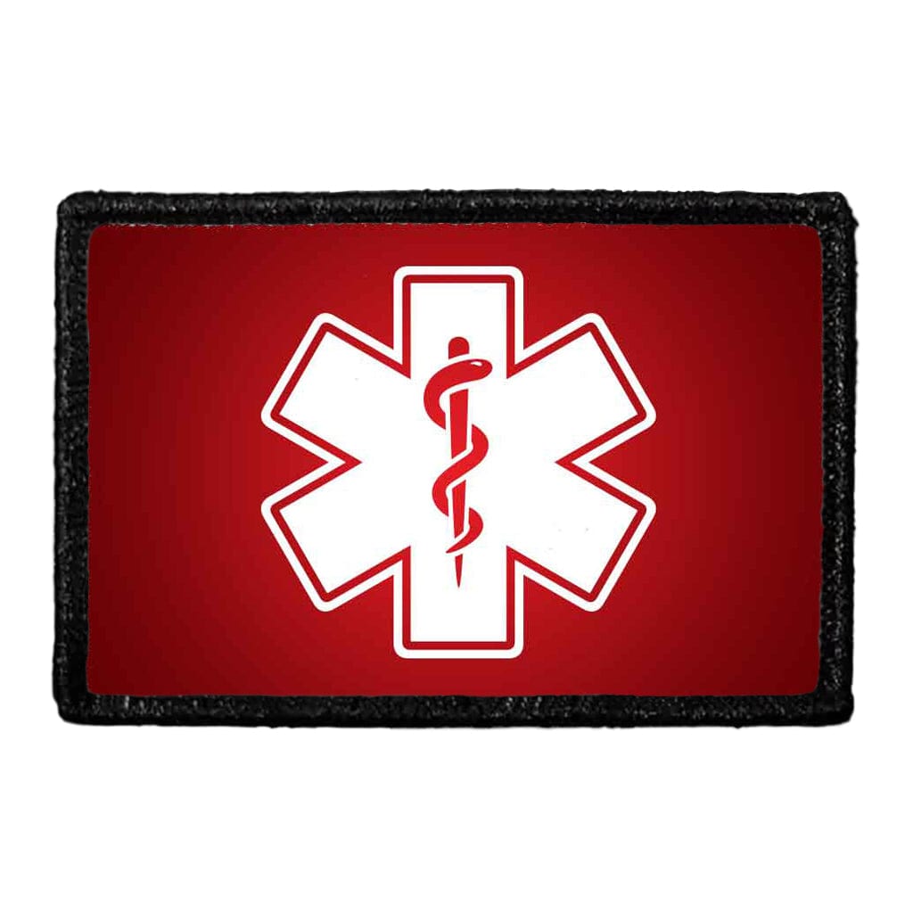 Medic Symbol - White - Red Background - Removable Patch