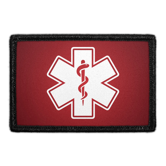 Medic Symbol - White - Red Background - Removable Patch