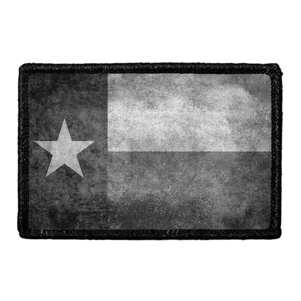 Texas State Flag - Distressed - Black and White - Patch