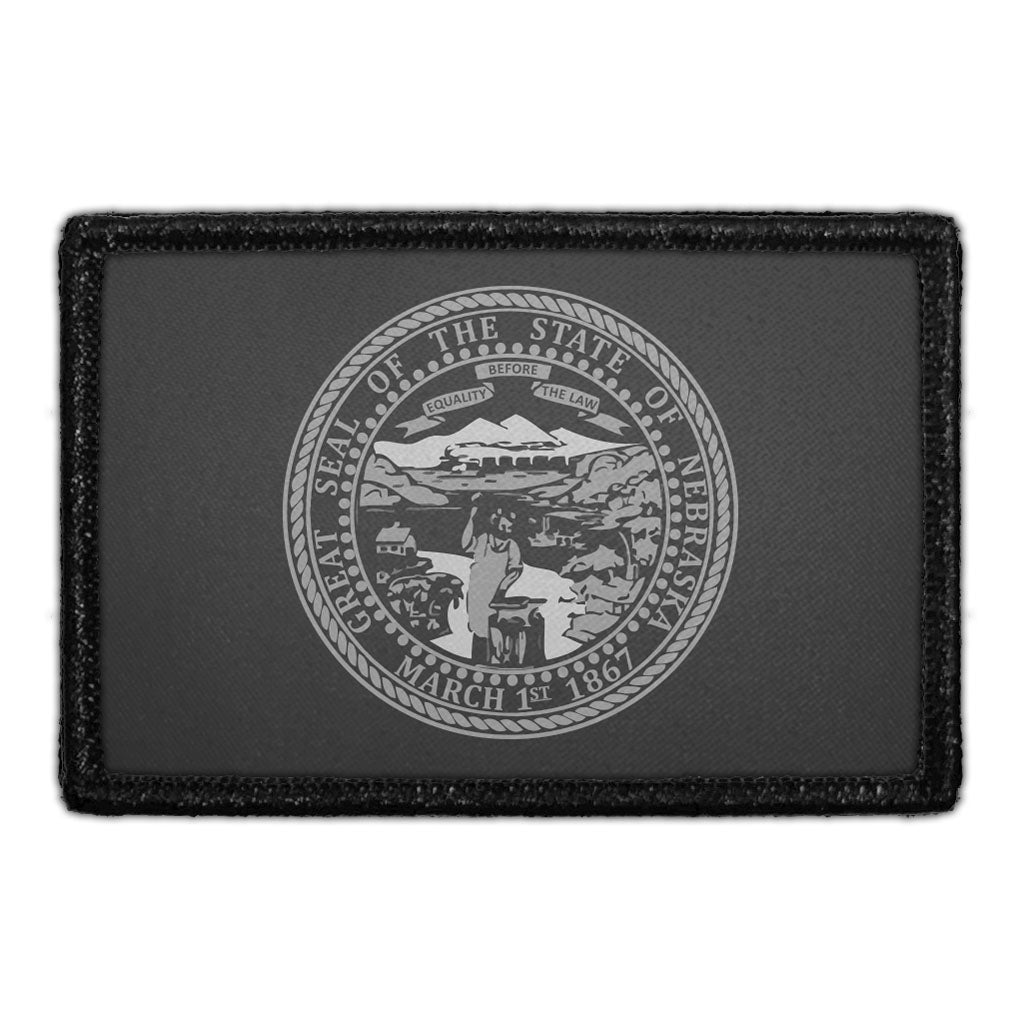Nebraska State Flag - Black and White - Removable Patch