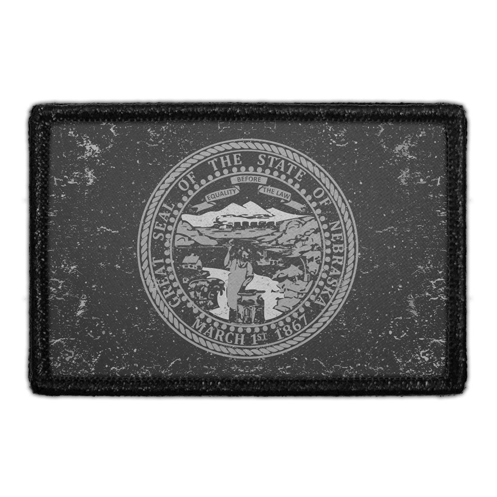 Nebraska State Flag - Black and White - Distressed - Removable Patch