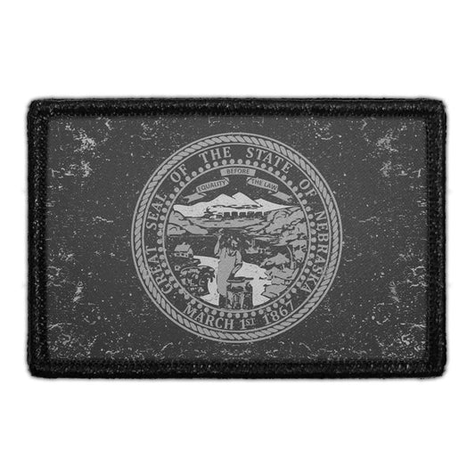 Nebraska State Flag - Black and White - Distressed - Removable Patch