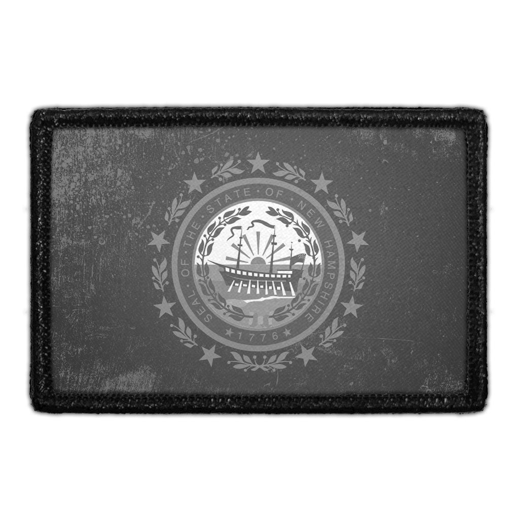 New Hampshire State Flag - Black and White - Distressed - Removable Patch