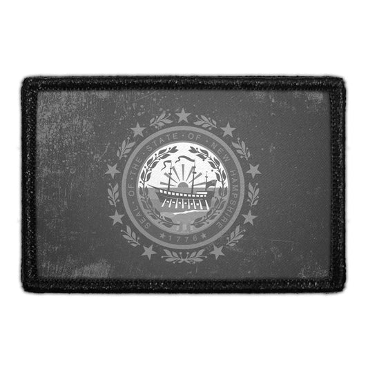 New Hampshire State Flag - Black and White - Distressed - Removable Patch