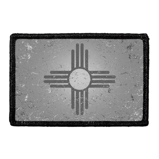New Mexico State Flag - Black and White - Distressed - Removable Patch