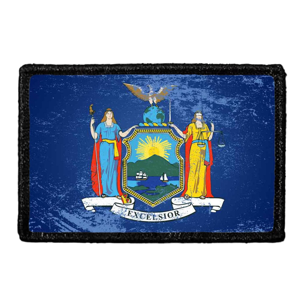 New York State Flag - Color - Distressed - Removable Patch
