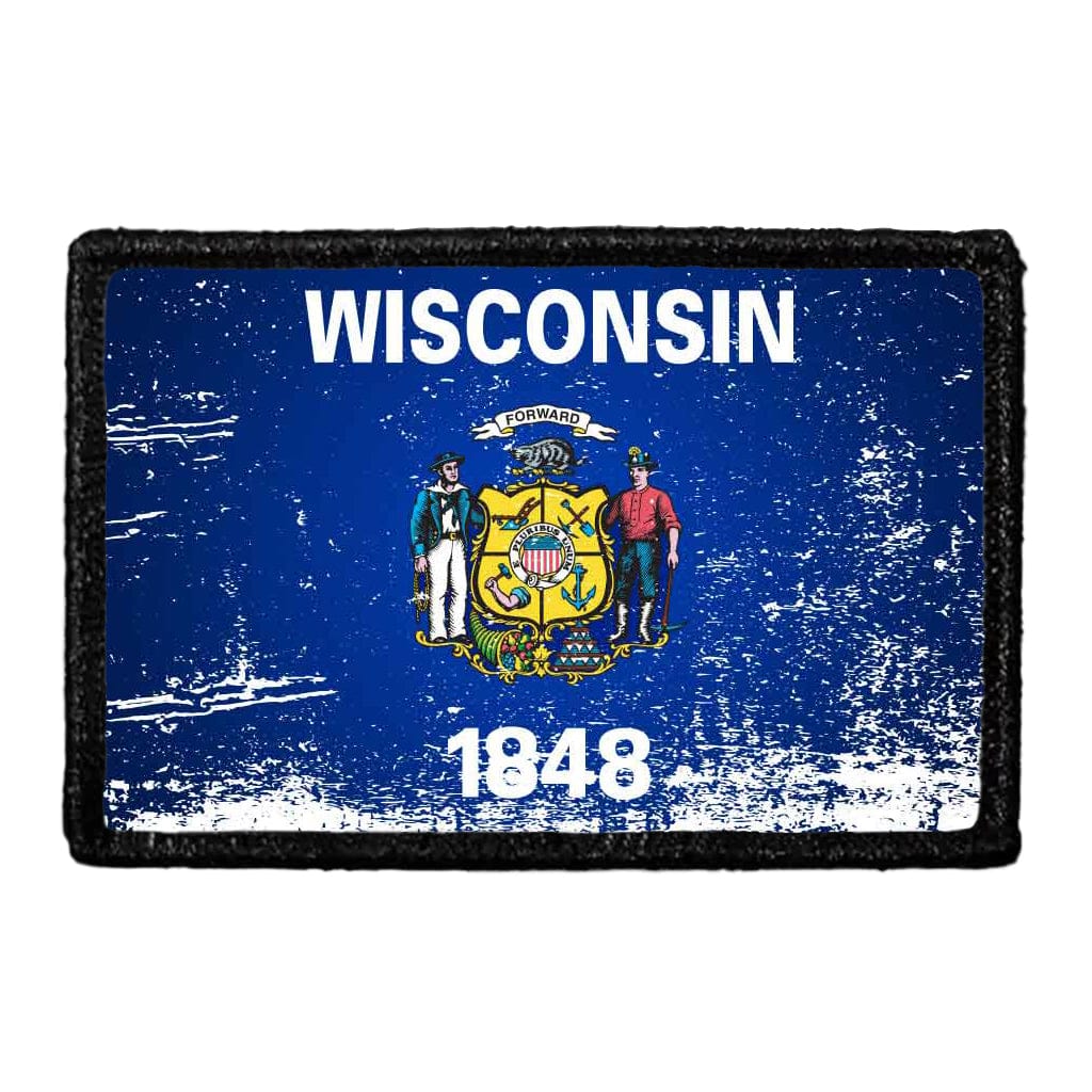 Wisconsin State Flag - Color - Distressed - Removable Patch