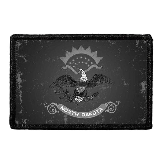 North Dakota State Flag - Black and White - Distressed - Removable Patch