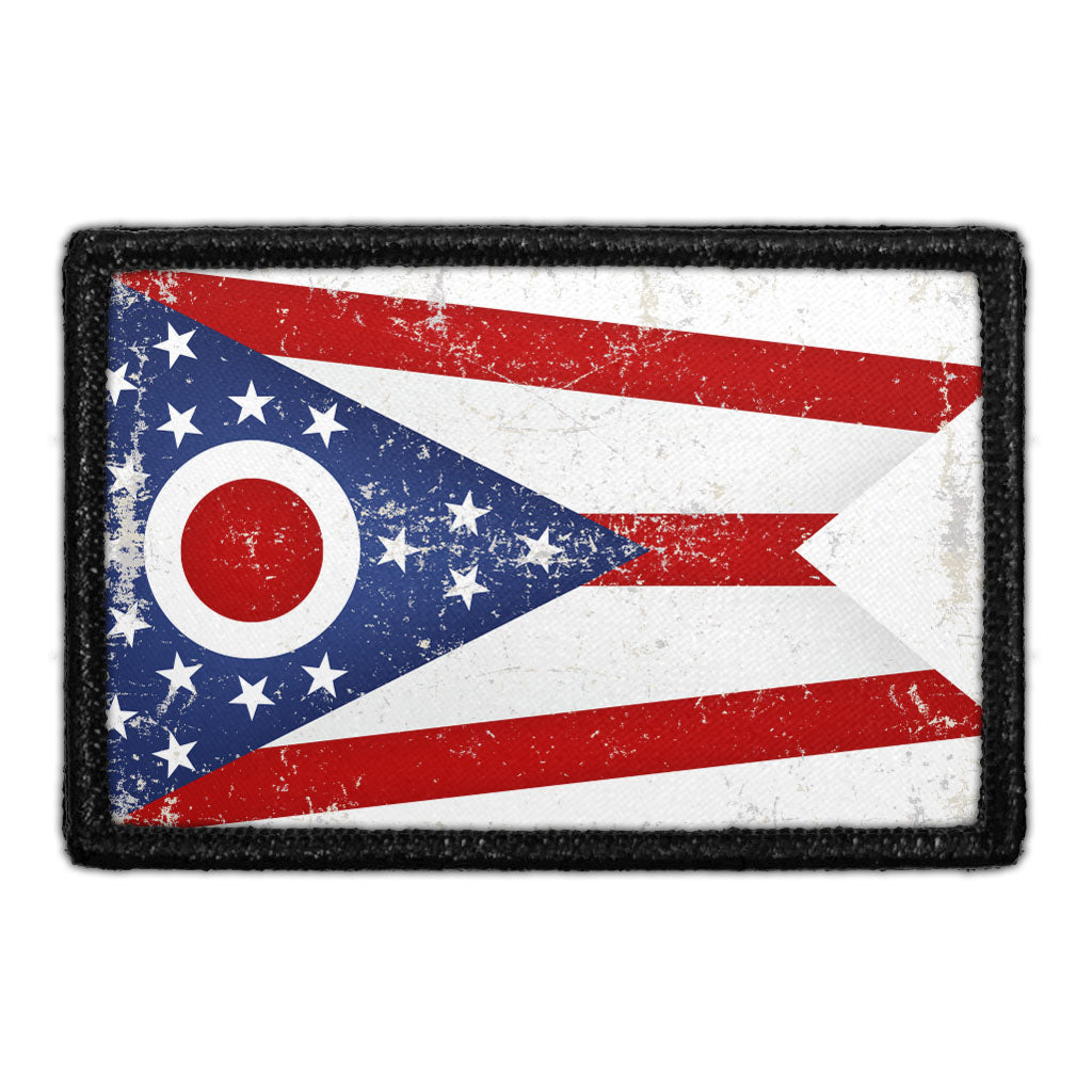 Ohio State Flag - Color - Distressed - Removable Patch
