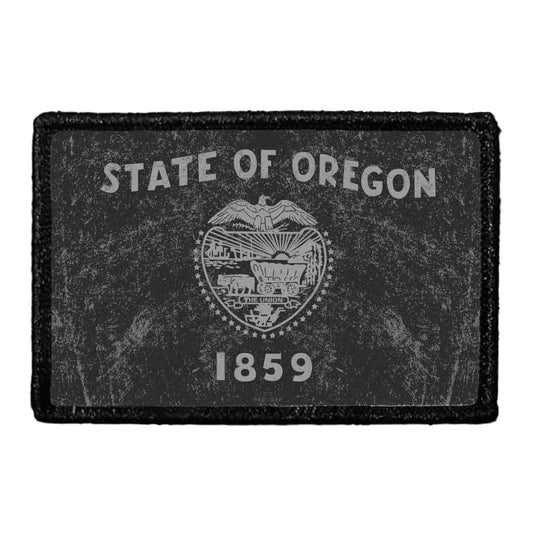 Oregon State Flag - Black and White - Distressed - Removable Patch