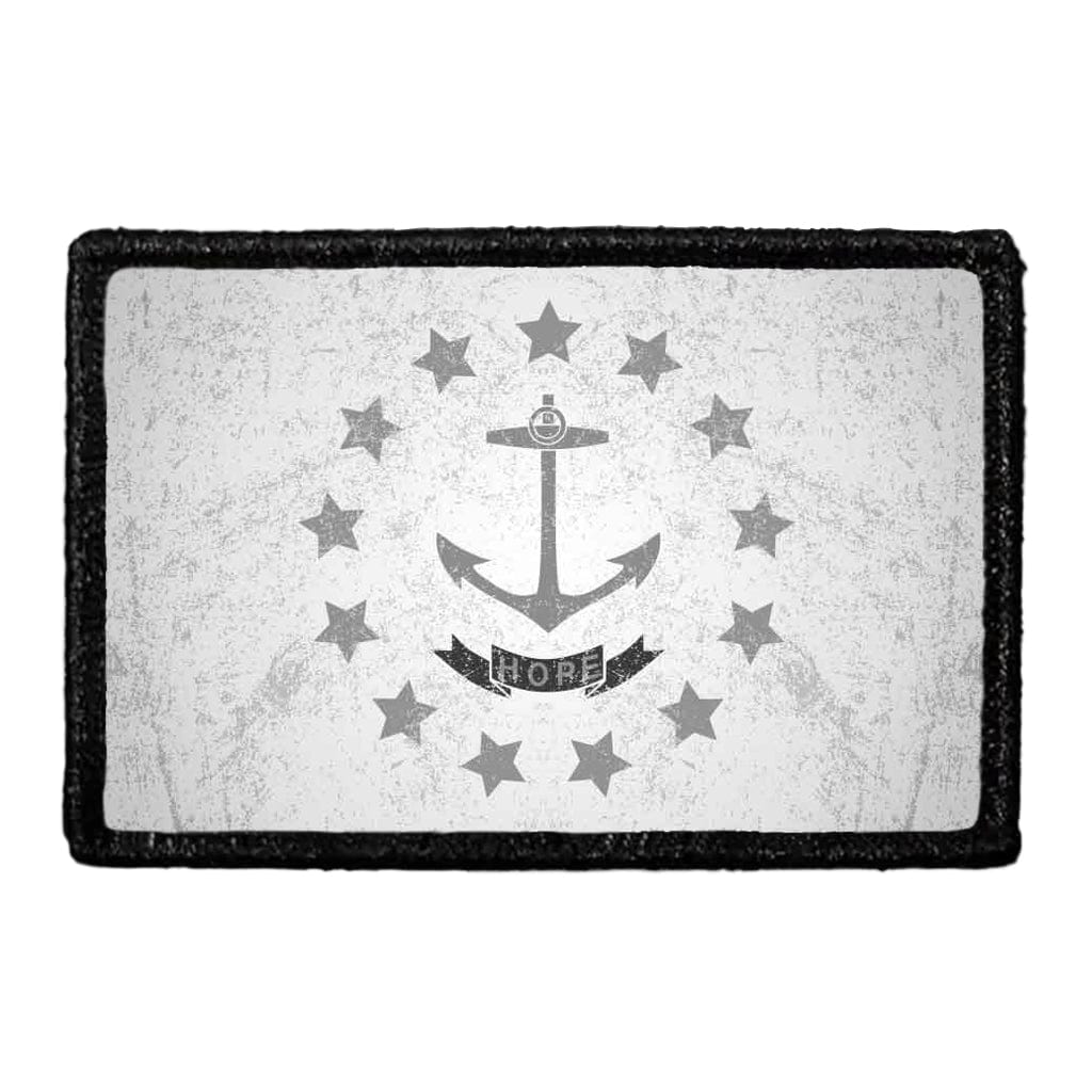 Rhode Island State Flag - Black and White - Distressed - Removable Patch