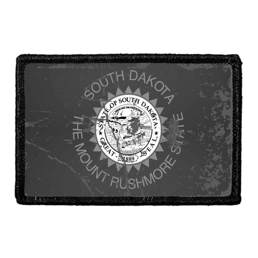South Dakota State Flag - Black and White - Distressed - Removable Patch