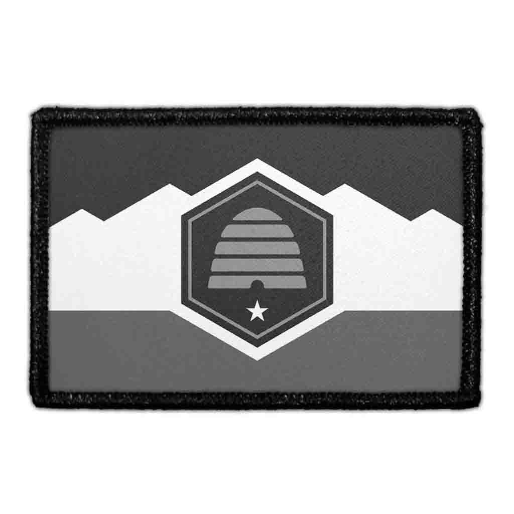 Utah State Flag - Black and White - Removable Patch
