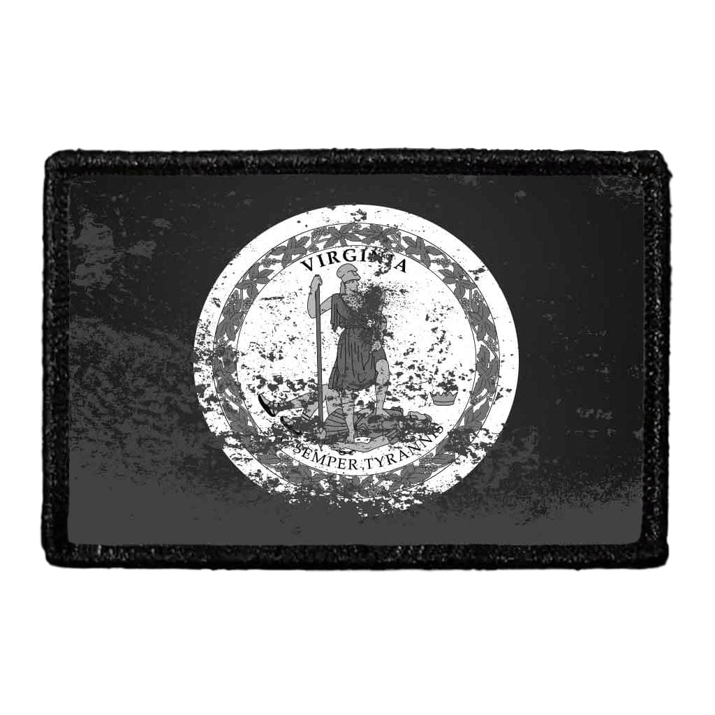 Virginia State Flag - Black and White - Distressed - Removable Patch