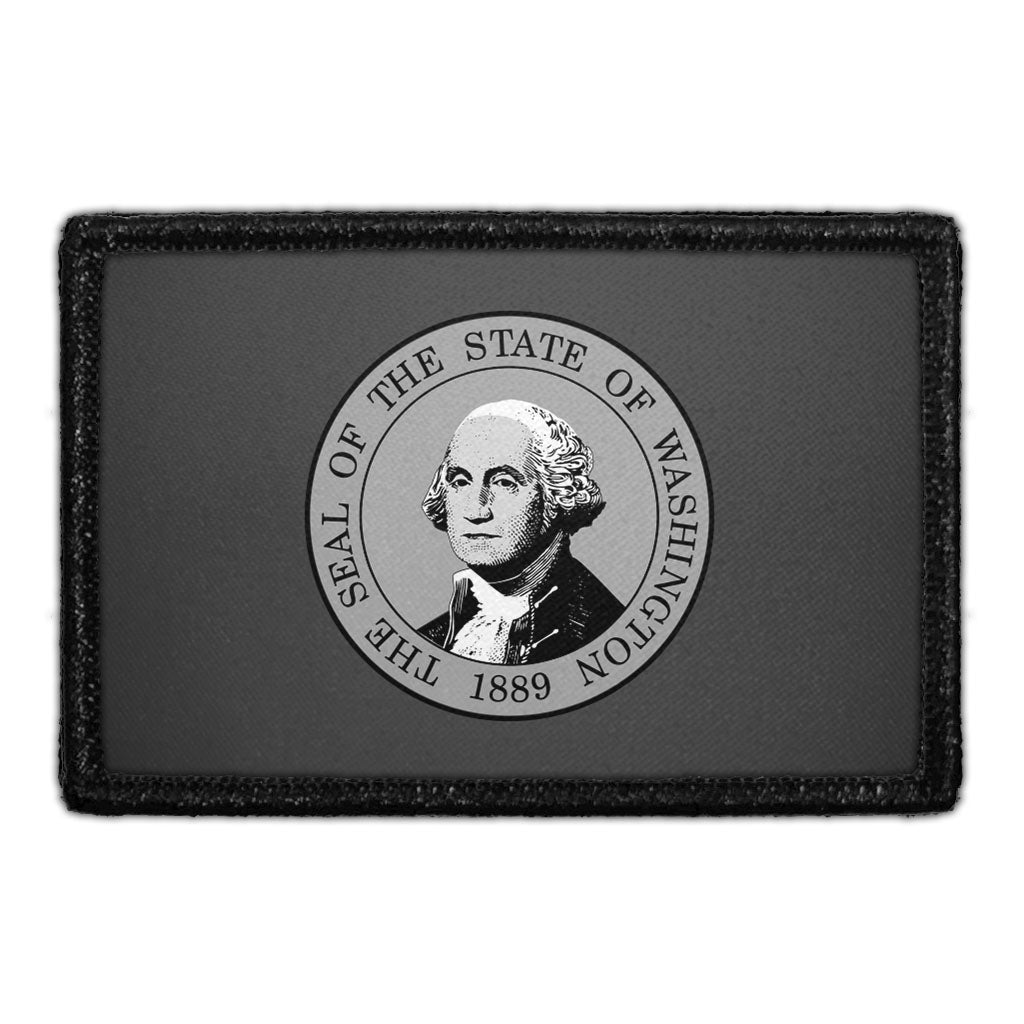Washington State Flag - Black and White - Removable Patch