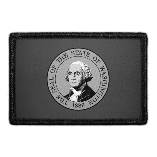 Washington State Flag - Black and White - Removable Patch
