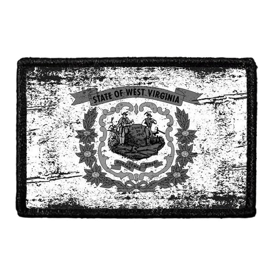 West Virginia State Flag - Black and White - Distressed - Modified - Removable Patch