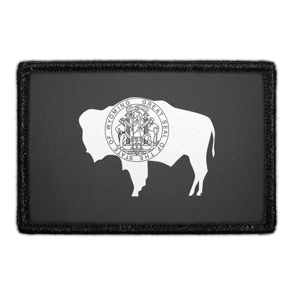 Wyoming State Flag - Black and White - Modified - Removable Patch