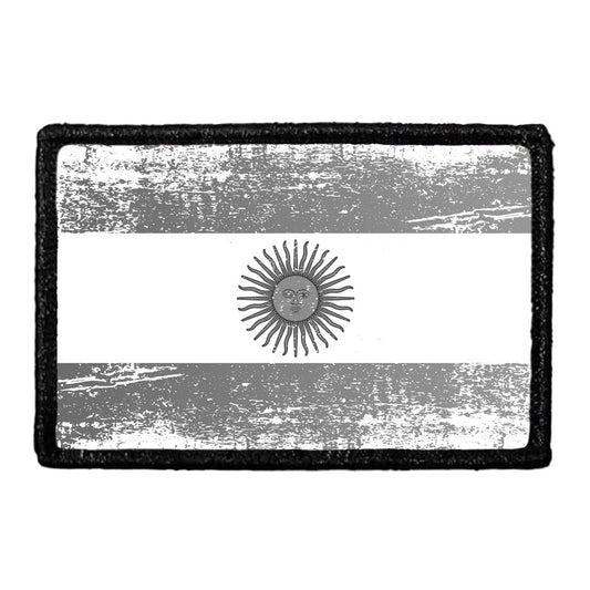 Argentina Flag - Black and White - Distressed - Removable Patch
