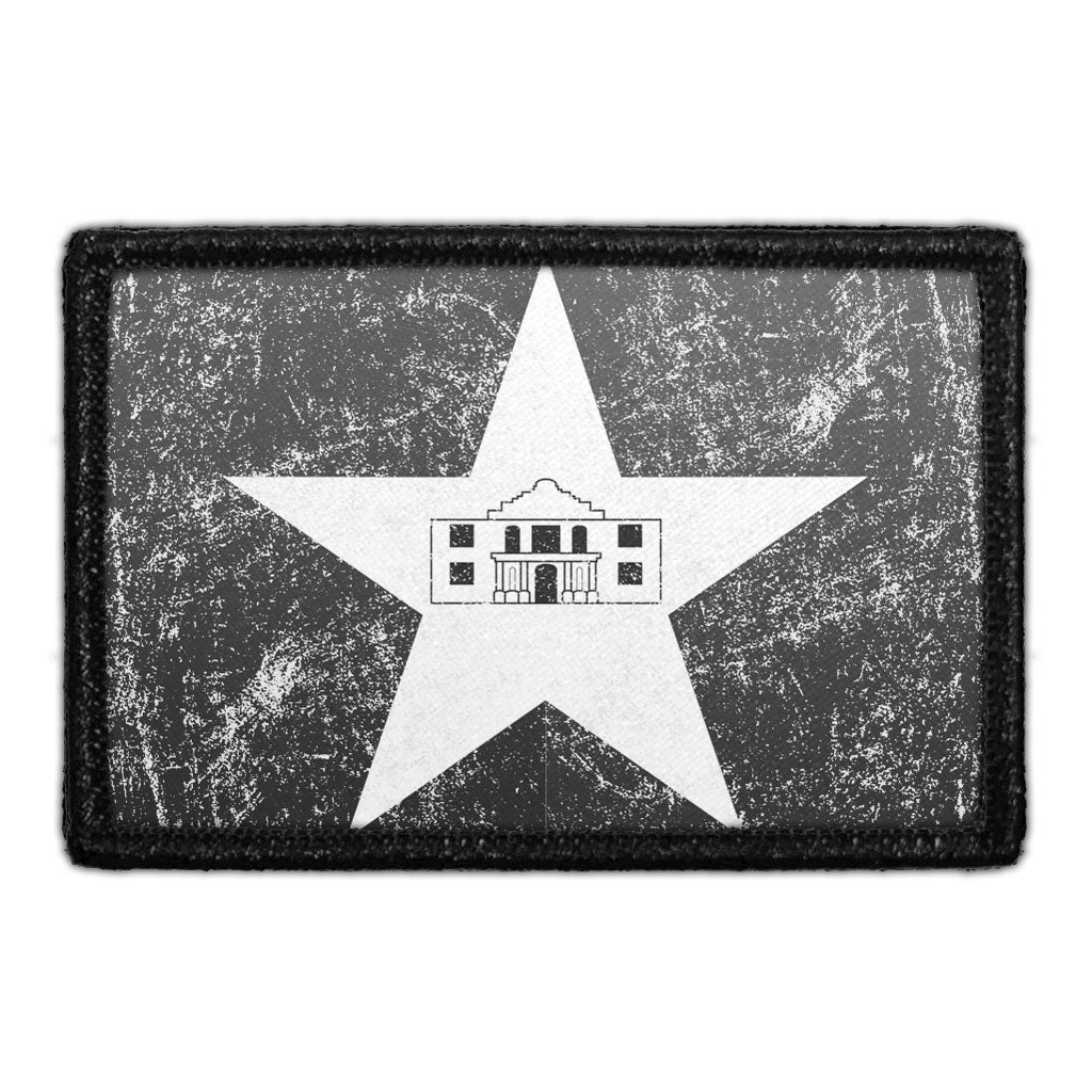 San Antonio City Flag - Black and White - Distressed - Removable Patch
