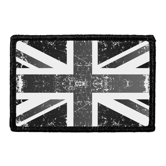 United Kingdom Flag - Black and White - Distressed - Removable Patch