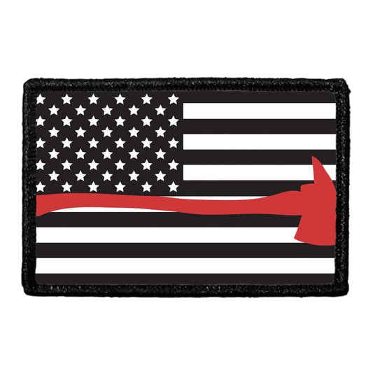 American Flag - Black and White - Fireman Axe - Patch