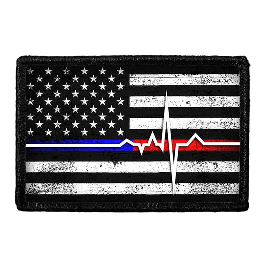 American Flag - Lifeline - Black and White - Distressed - Removable Patch