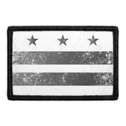 Washington D.C. City Flag - Black and White - Distressed - Removable Patch