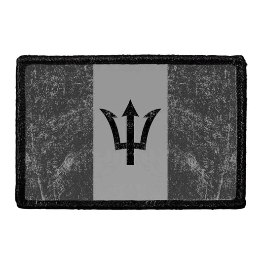 Barbados Flag - Black and White - Distressed - Removable Patch