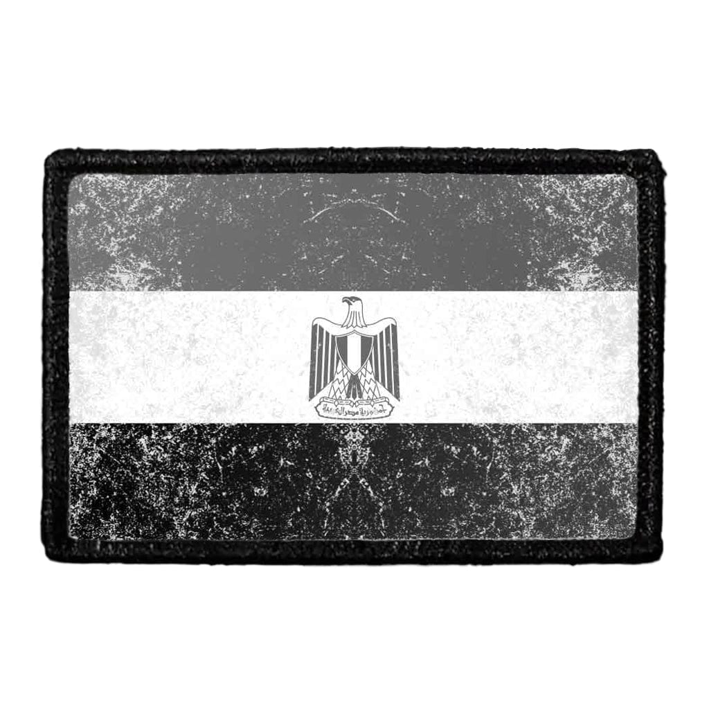 Egypt Flag - Black and White - Distressed - Removable Patch