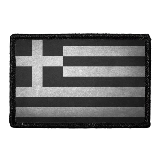 Greece Flag - Black and White - Distressed - Removable Patch