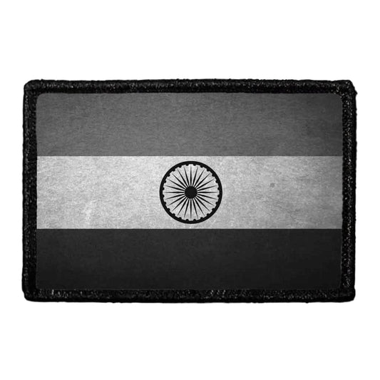 India Flag - Black and White - Distressed - Removable Patch