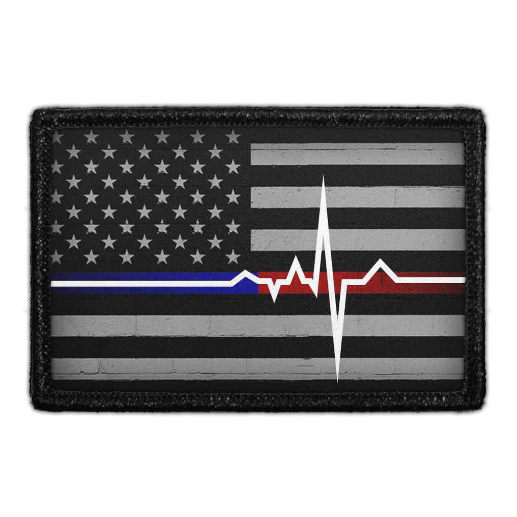 American Flag - Lifeline - Black and White - Patch