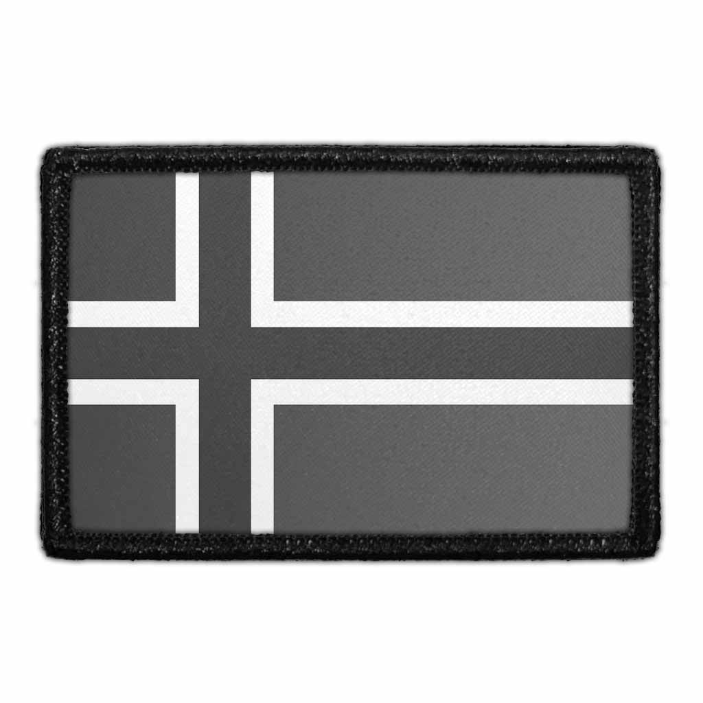 Norway Flag - Black and White - Removable Patch
