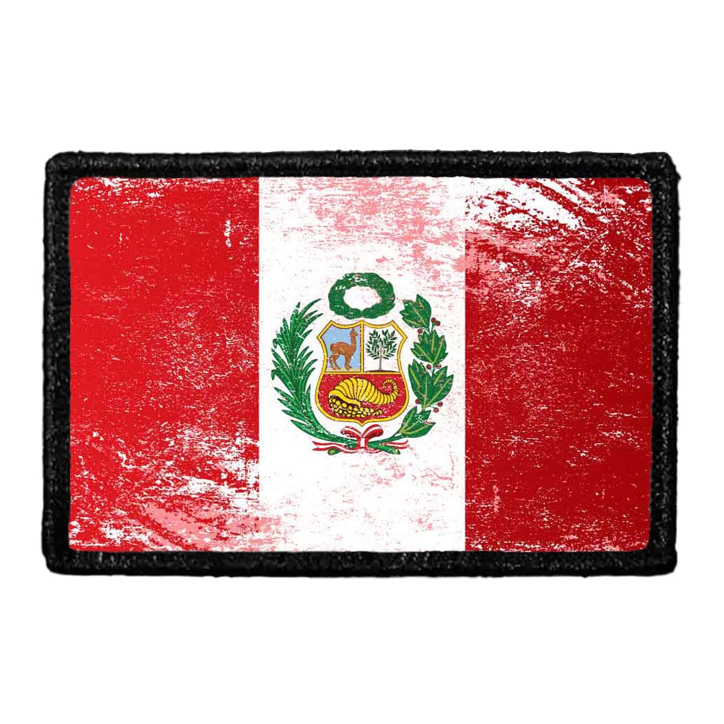 Peru Flag - Color - Distressed - Removable Patch