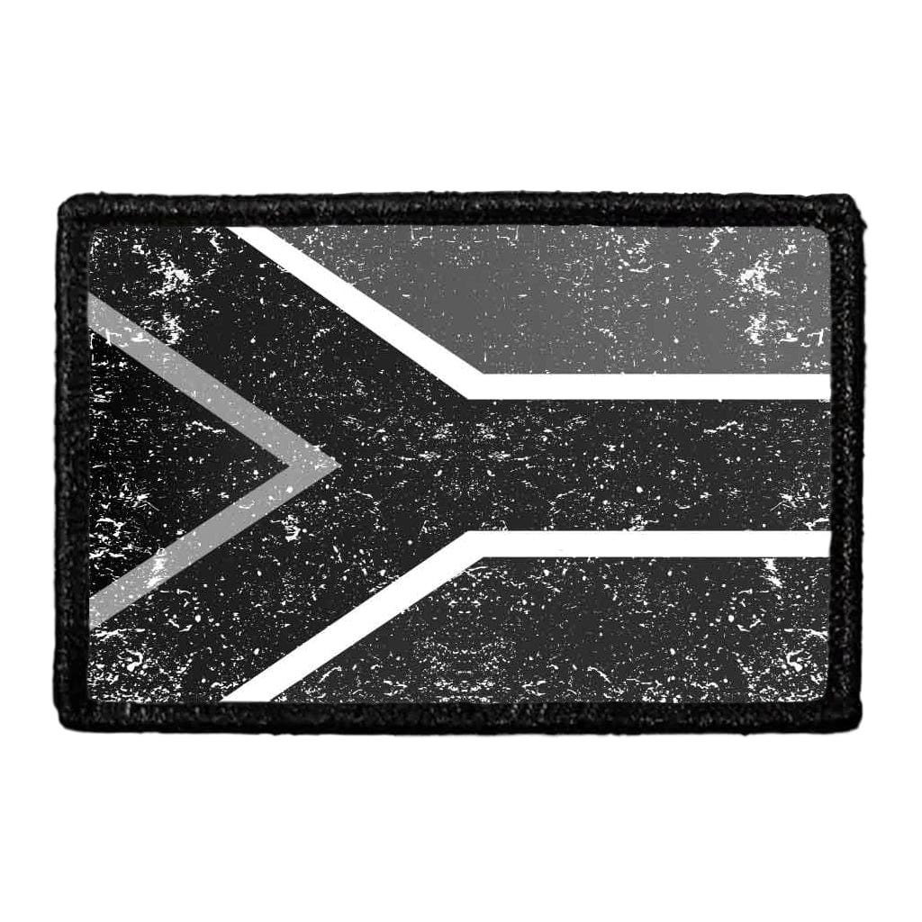 South Africa Flag - Black and White - Distressed - Removable Patch