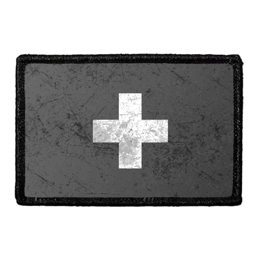 Switzerland Flag - Black and White - Distressed - Removable Patch
