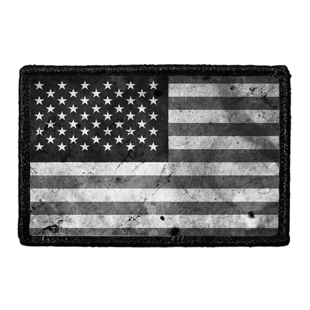 American Flag - Black and White - Distressed - Patch