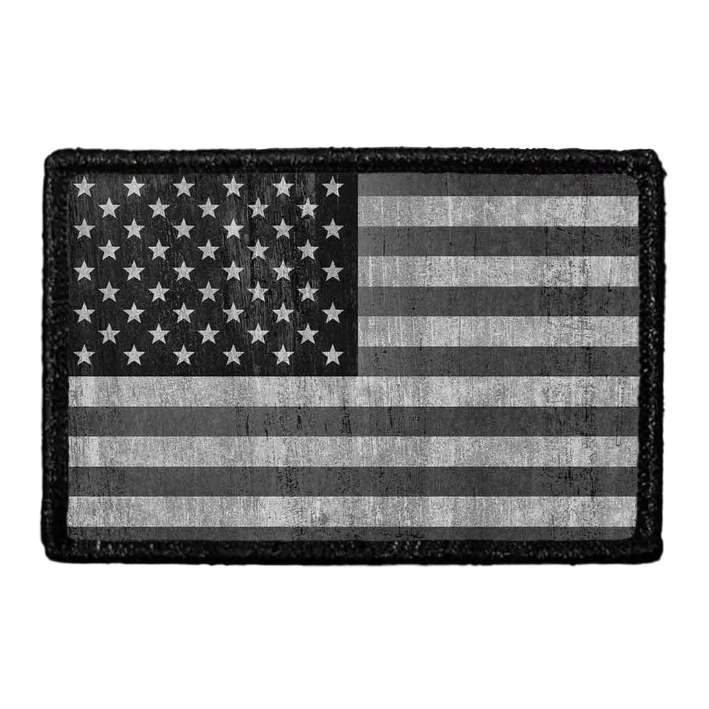 American Flag - Black and White - Distressed - Patch