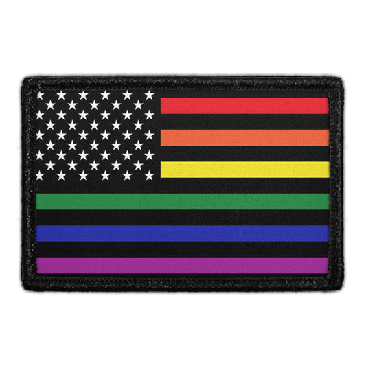 US Flag - Rainbow Stripes - Removable Patch