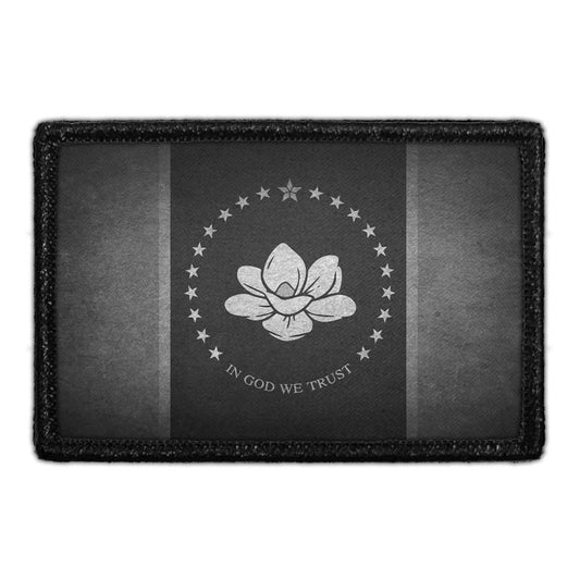 Mississippi State Flag - New - Black and White - Distressed - Removable Patch
