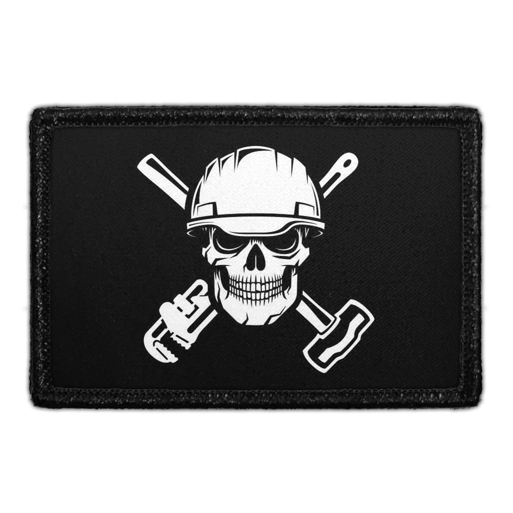 Roughnecks Skull - Black And White - Removable Patch