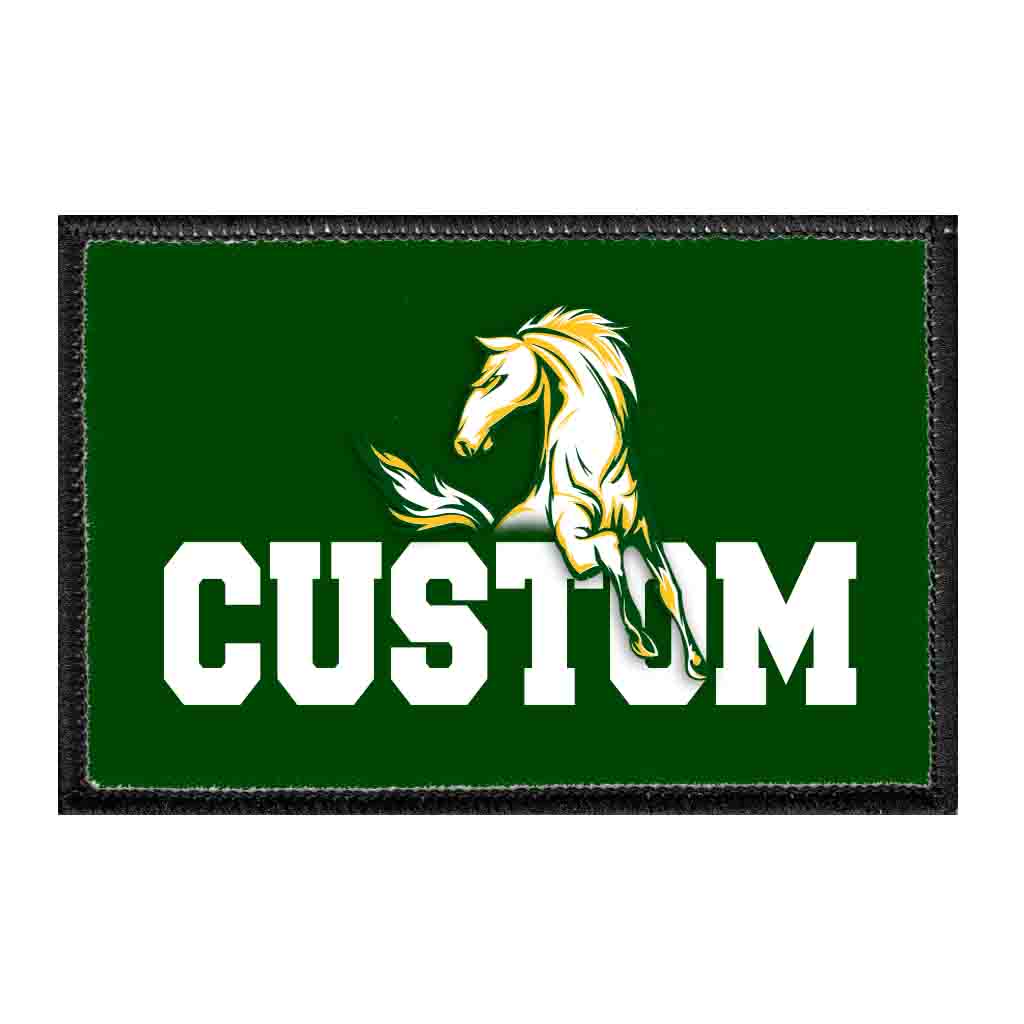 Custom Text With Horse - White Text - Removable Patch