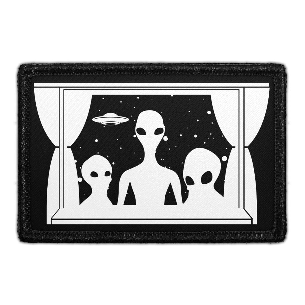 Aliens Peeking On Window - Removable Patch