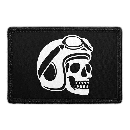 Skull With Motorcycle Helmet - Removable Patch