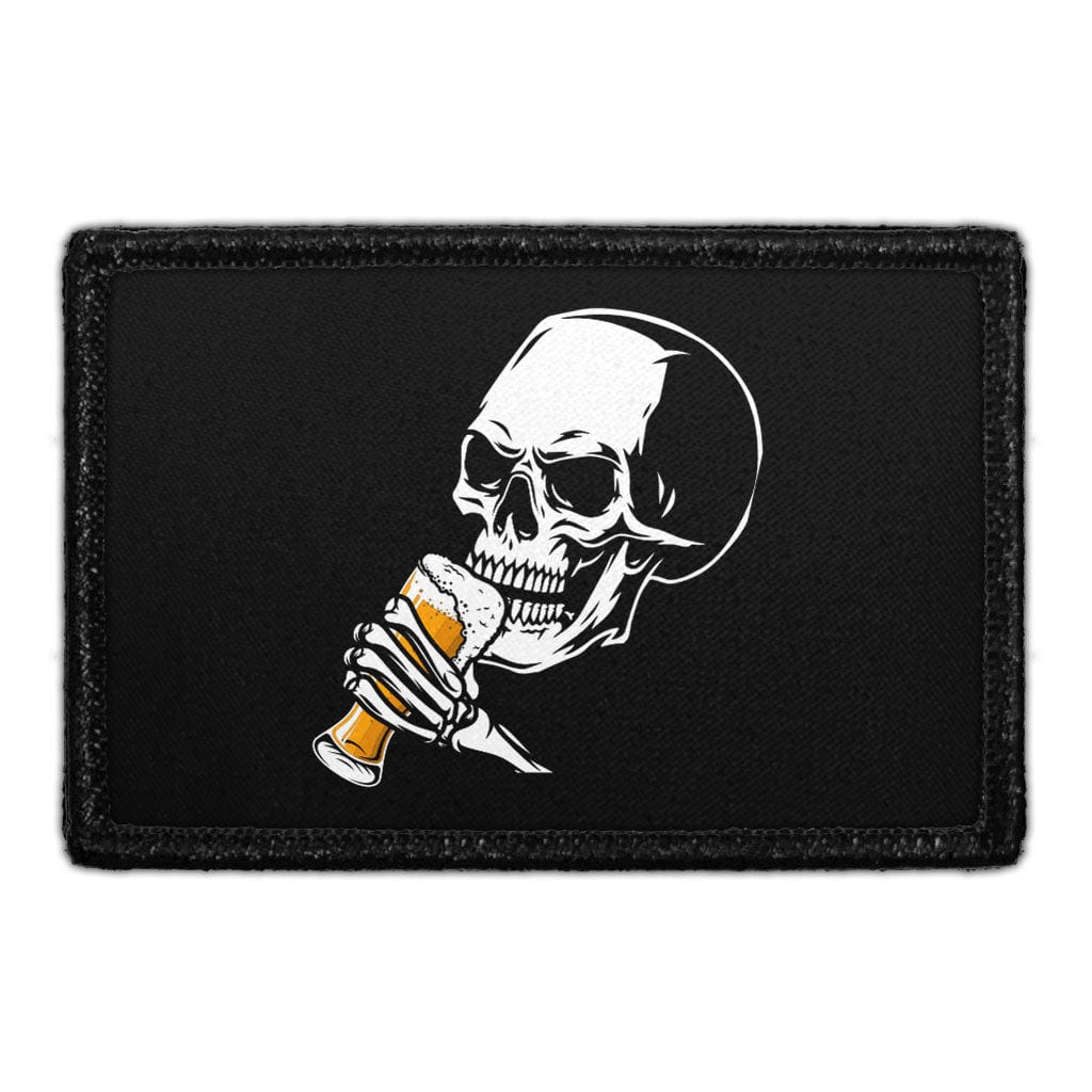 Skull Drinking Beer - Removable Patch