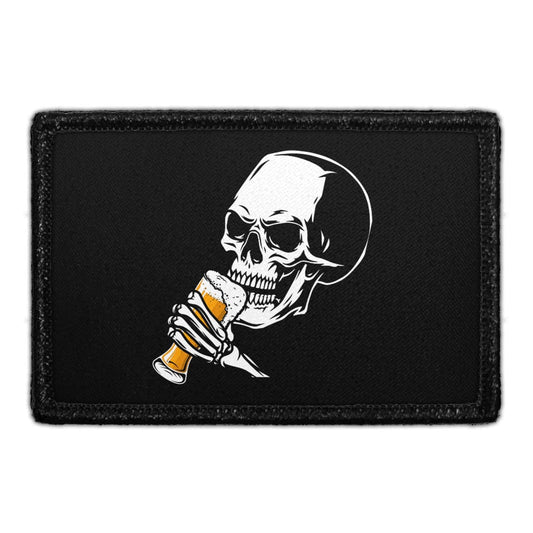 Skull Drinking Beer - Removable Patch
