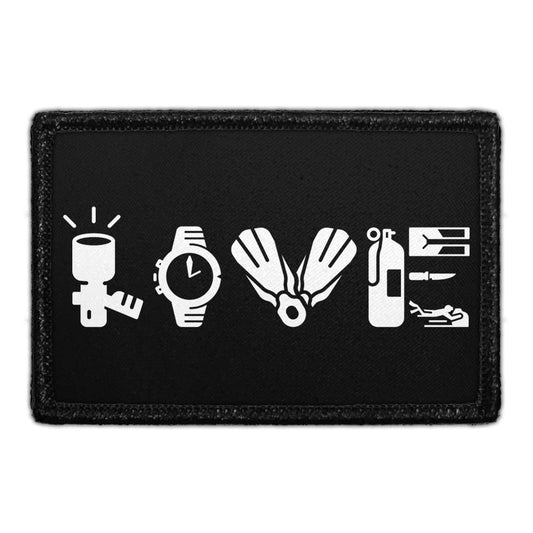 Scuba Diving Love Spelling - Removable Patch