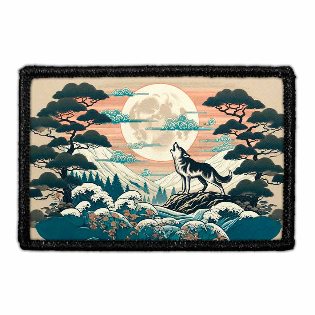 Japanese Wolf Howling At The Moon - Removable Patch