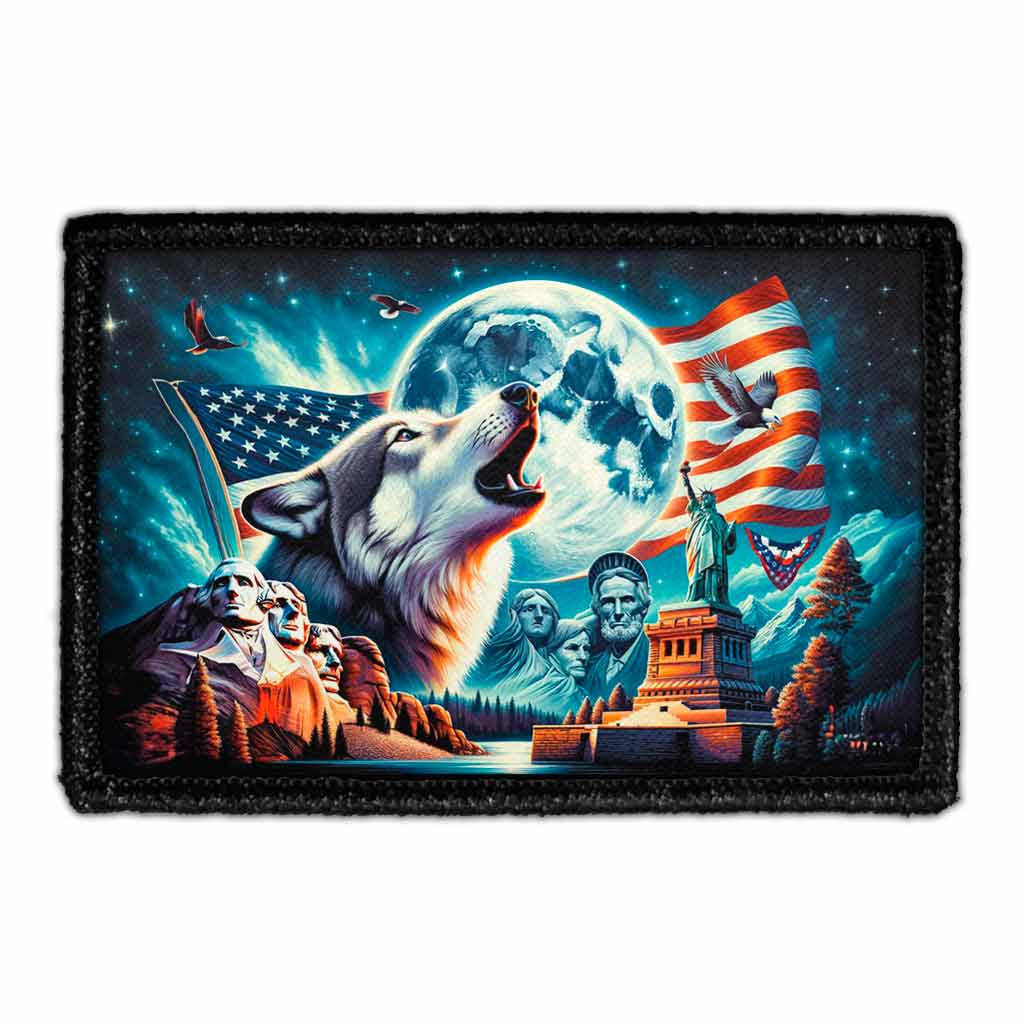 Patriotic Wolf Howling At The Moon - Removable Patch
